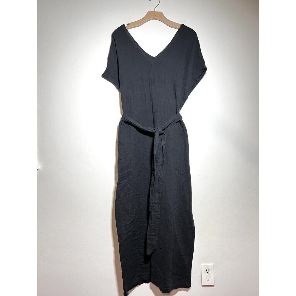 Pact Coastal Jumpsuit Black Large Double Gauze